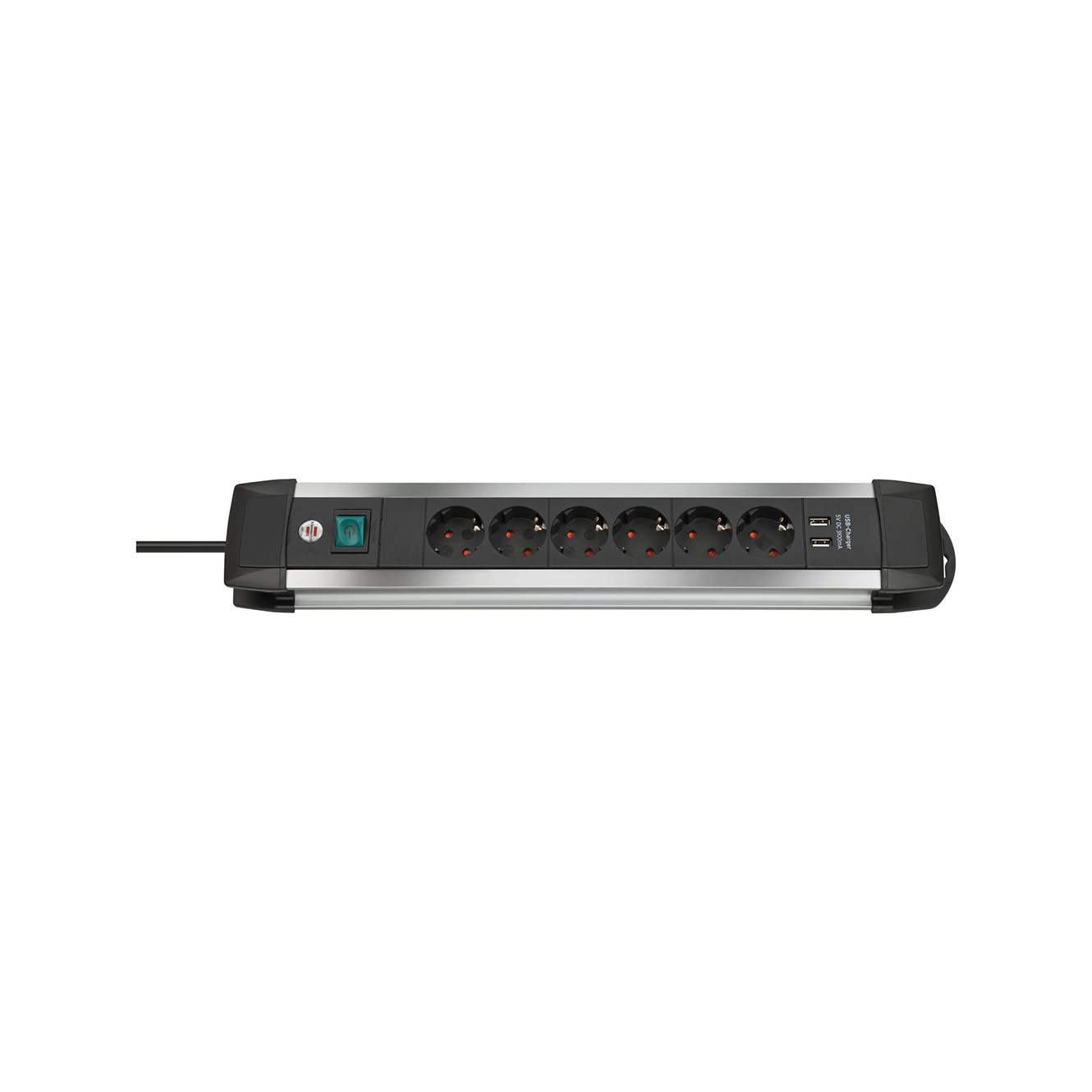 Удлинитель настольный Brennenstuhl Premium-Alu-Line 6 розеток 2 USB кабель 1,8 м H05VV-F 3G1,5 IP20 1391000536