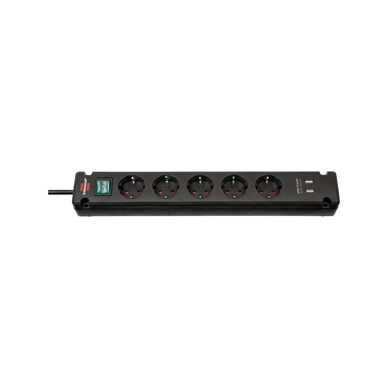 Удлинитель Brennenstuhl Bremounta 5 розеток выключатель 2 USB для зарядки кабель 3 м H05VV-F 3G1,5 черный 1150660315